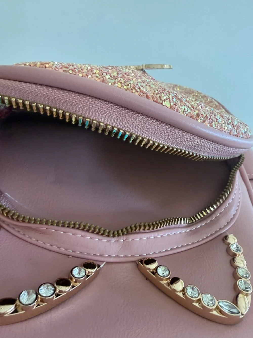 Rose gold back pack sparkle shimmer kitten bling ballerina pink